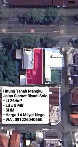 Jual Hitung Tanah Siap Bangun Area Jln Slamet Riyadi Solo Kota
