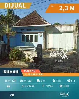 d037 Dijual Cepat ,Rumah di Jalan Kepulauan Klojen Malang