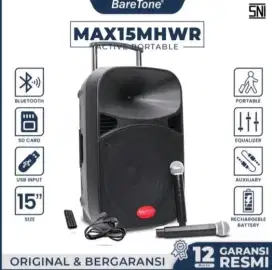 Speaker Portable Baretone MAX15MHWR 15 Inch Bluetooth