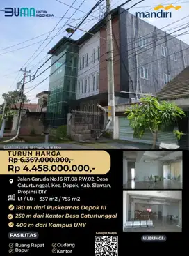 JUAL CEPAT KANTOR 3 LANTAI DI JL AFANDI CATURTUNGGAL