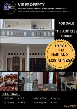Rumah asri rapi siap huni di The address Cibubur