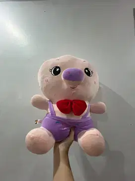 Boneka babi unggu peach pita
