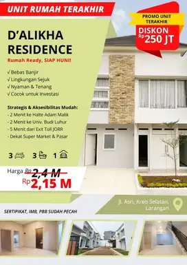 Jual Rumah Mewah Cluster di kreo larangan Tangerang Banten