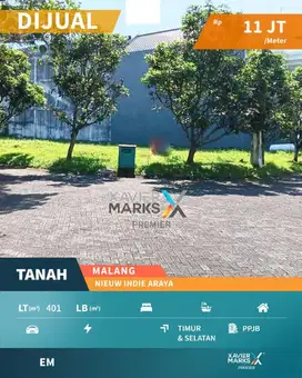 d046 Kavling Siap Dibangun, di Niew Indie Araya Malang