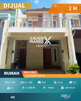 d047 Rumah 2 Lantai Siap Huni di Sukarno Hatta Kota Malang