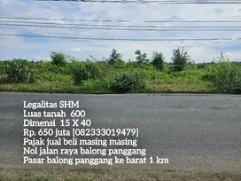 Tanah pinggir jl. raya balong panggang [pasar ke barat 1 km]