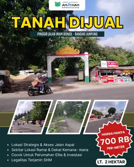 TANAH SUPER STRATEGIS 2 HEKTAR JALAN IMAM BONJOL BANDAR LAMPUNG