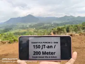 Tanah Vila Puncak Dua Legalitas SHM Luas Mulai dari 200 Meteran