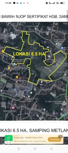 Jual Tanah Super Murah di Jl setu Cileungsi dekat Perum Metland