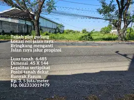 Tanah plot gudang menganti arah kedamean