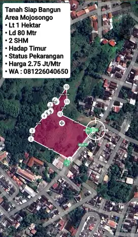 Tanah Siap Bangun Area Mojosongo Solo Dekat Jln Ring Road Luasan 1 HA