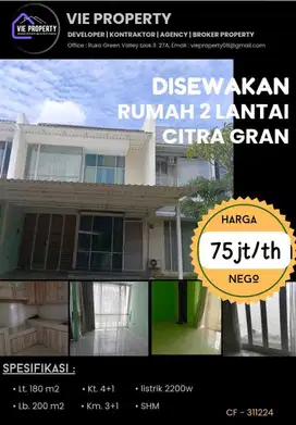 Di Sewakan Rumah Cantik Siap Huni. CitraGran Cibubur.