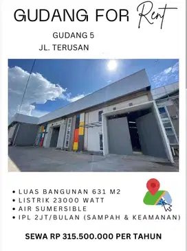 DISEWAKAN GUDANG 631 SAYAP CIJERAH, BANDUNG    &gt;&gt;M