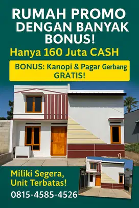 jual rumah 2 kamar tidur