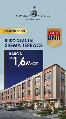 Launching Ruko 3Lt, Modern & murah di Pinggir jalan utama Suvarna raya