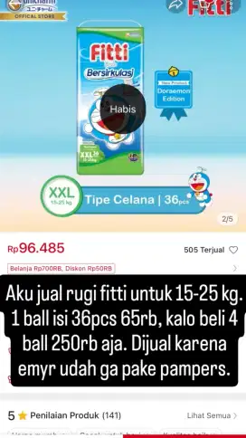 Pampers fitti isi 36pcs untuk 15-25 kg