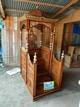 Mimbar masjid kuba ukiran terbaru full kayu jati