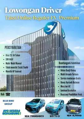 Dibutuhkan Driver Taksi online