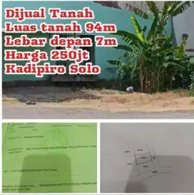 Dijual Tanah Kadipiro Solo