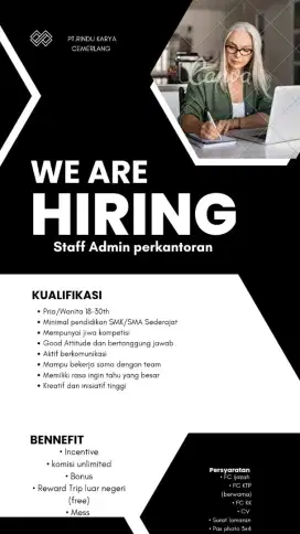 Tersedia loker sebagai staff admin perkantoran daerah BSD