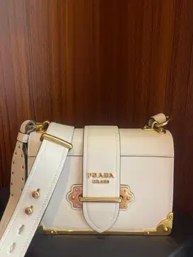 PRADA Cahier Leather Crossbody White