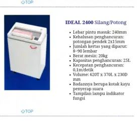 PENGHANCUR KERTAS IDEAL 2400 Made in Germany