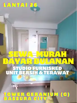 SEWA MURAH BAYAR BULANAN STUDIO FURNISHED TOWER G BASSURA CITY