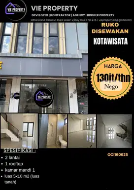 Di Sewakan Ruko 2 lantai Lokasi Setrategis. Kota Wisata Cibubur.