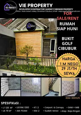 Di Sewakan Rumah Cantik Siap Huni. Bukit Golf Cibubur.