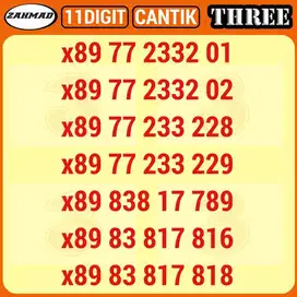 THREE-B) NOCAN Three 11 DIGIT kartu perdana nomor cantik tri 11digit m