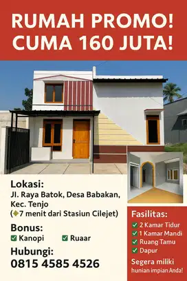Rumah dengan fasilitas lengkap,2 kamar tidur