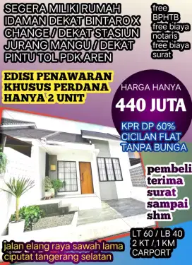 PROMO PERDANA RUMAH 1 lantai bisa kpr