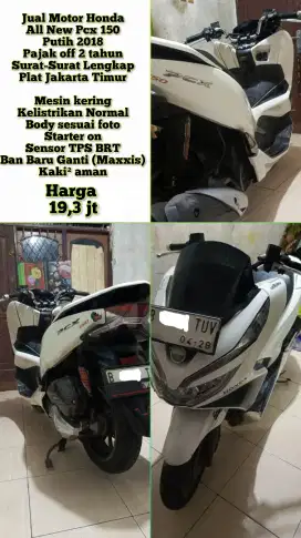 Jual Motor Honda PCX 2018, kondisi bekas baik