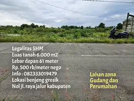 Termurah lahan zona gudang nol jl raya benjeng gresik