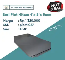 Besi Plat Hitam 4'x 8'x 5mm