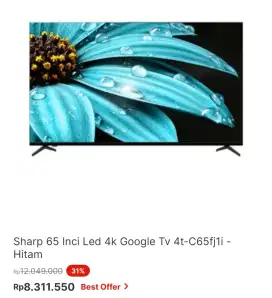 SHARP GOOGLE TV 4K 65 INCI