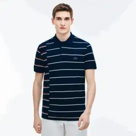 Kaos polo shirt Lacoste Striped block colour Size S Fit M
