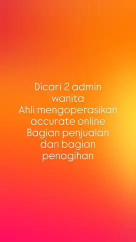 Lowongan admin perempuan bagian penjualan