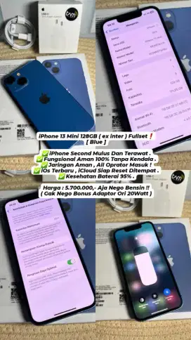 Iphone 13Mini Blue 128Gb Ex Internasional