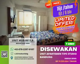DISEWAKAN Unit Apartemen tipe studio, dengan Harga Termurah se-Bandung