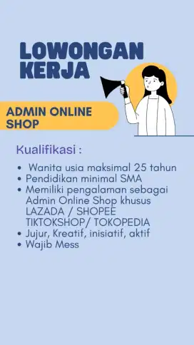 LOWONGAN ADMIN ONLINE SHOP