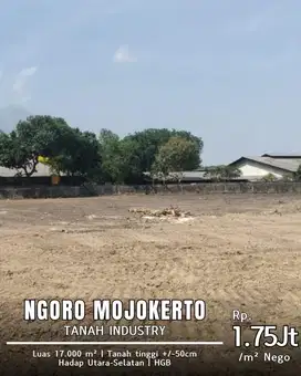 Ngoro Tanah industri 17.000 Meter Posisi Tinggi Bagus