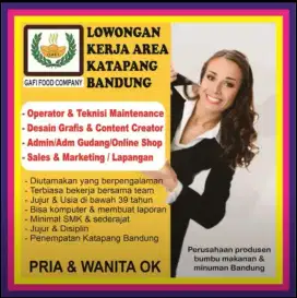 Loker Teknisi Maintenance Desain Grafis Admin Adm Operator Pria Wanita