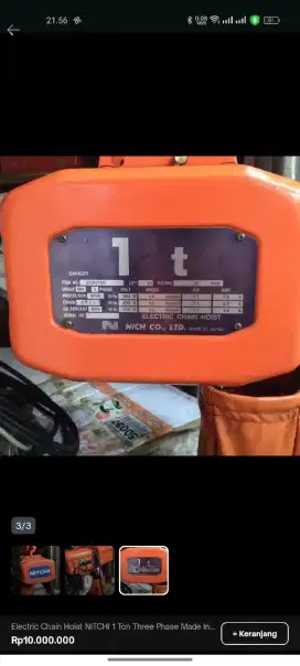 Hoist nitchi 1 ton. Japan