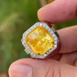 Permata Yellow Sapphire Ring Emas Berlian