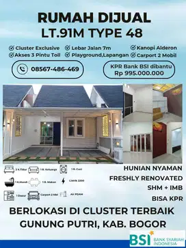 Rumah Dijual di Gunung Putri Dekat Kota Wisata Cibubur Tol Jatiasih