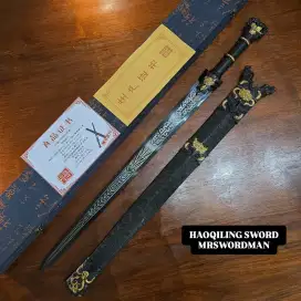 Pedang fantasy haoqiling sword bahan baja carbon hitam