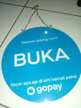 Acrylic Signage Akrilik Open Close (Bulat gopay) - Biru merah