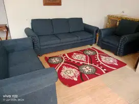 Sofa mewah like new nevy jins bahan kagawa tebal