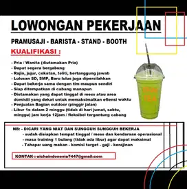 loker barista thai tea penjaga stand outlet taiti